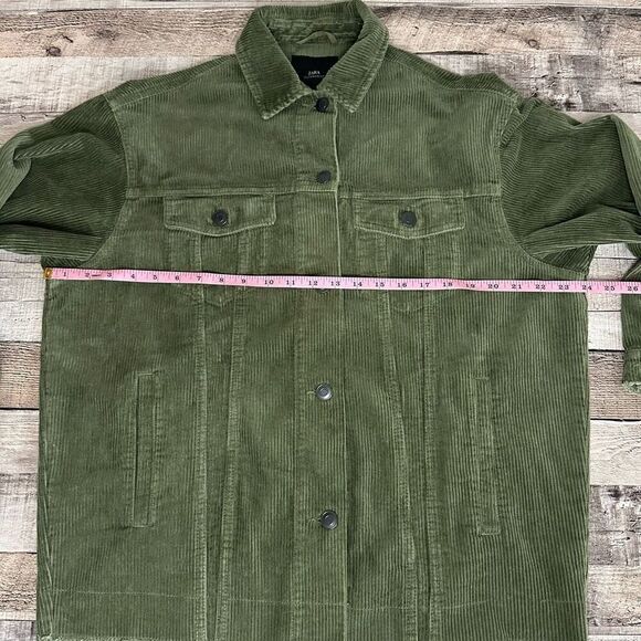 Zara Outerwear Green Corduroy Oversized Frayed Button Up Casual Jacket | XS - Picture 4 of 9